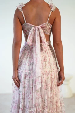 Khristina Floral Tulle Maxi Dress | Cream