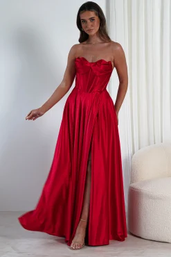 Kristi Strapless A Line Gown | Red