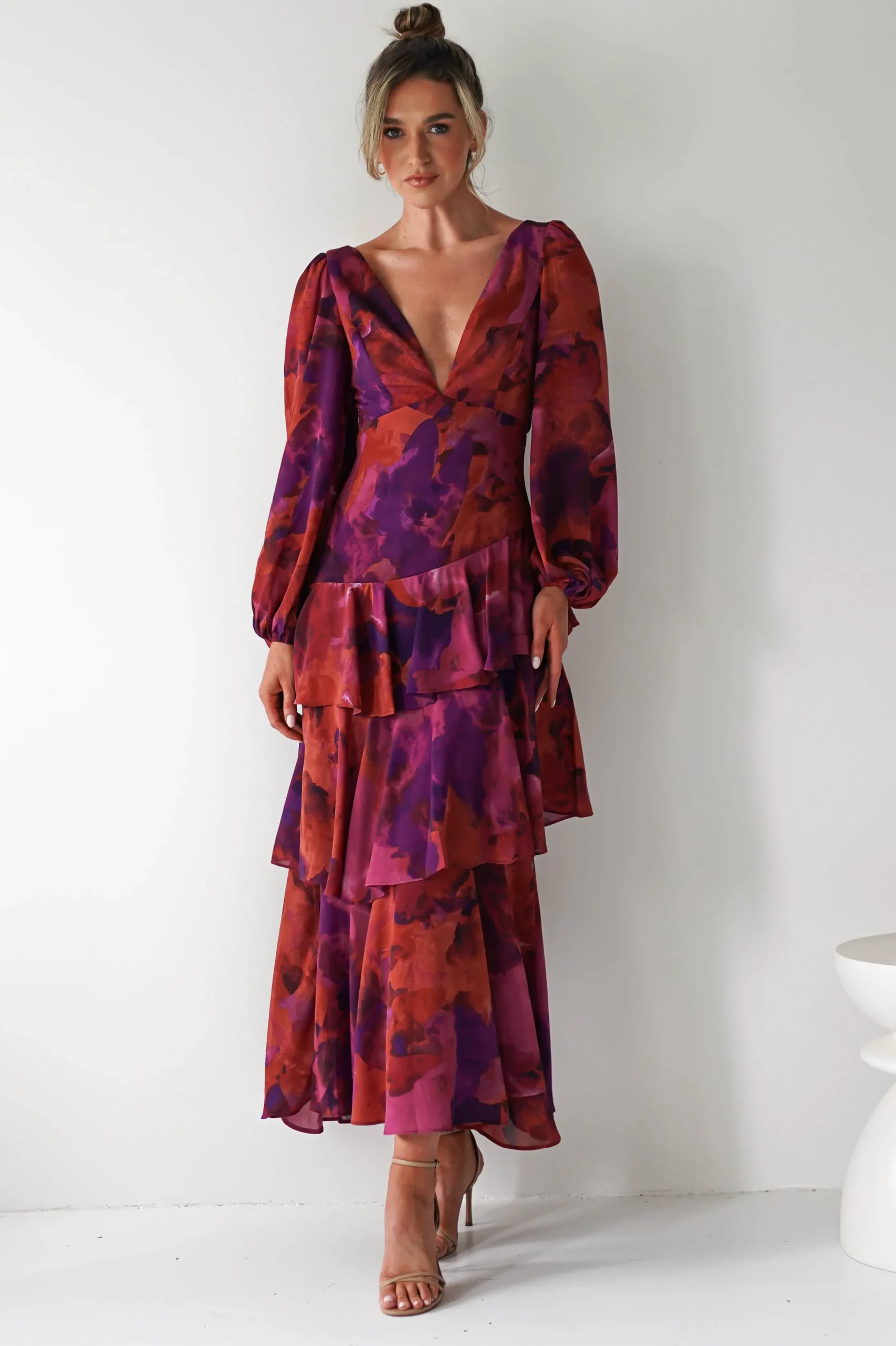 Lainey Ruffle Maxi Dress | Mixed Print