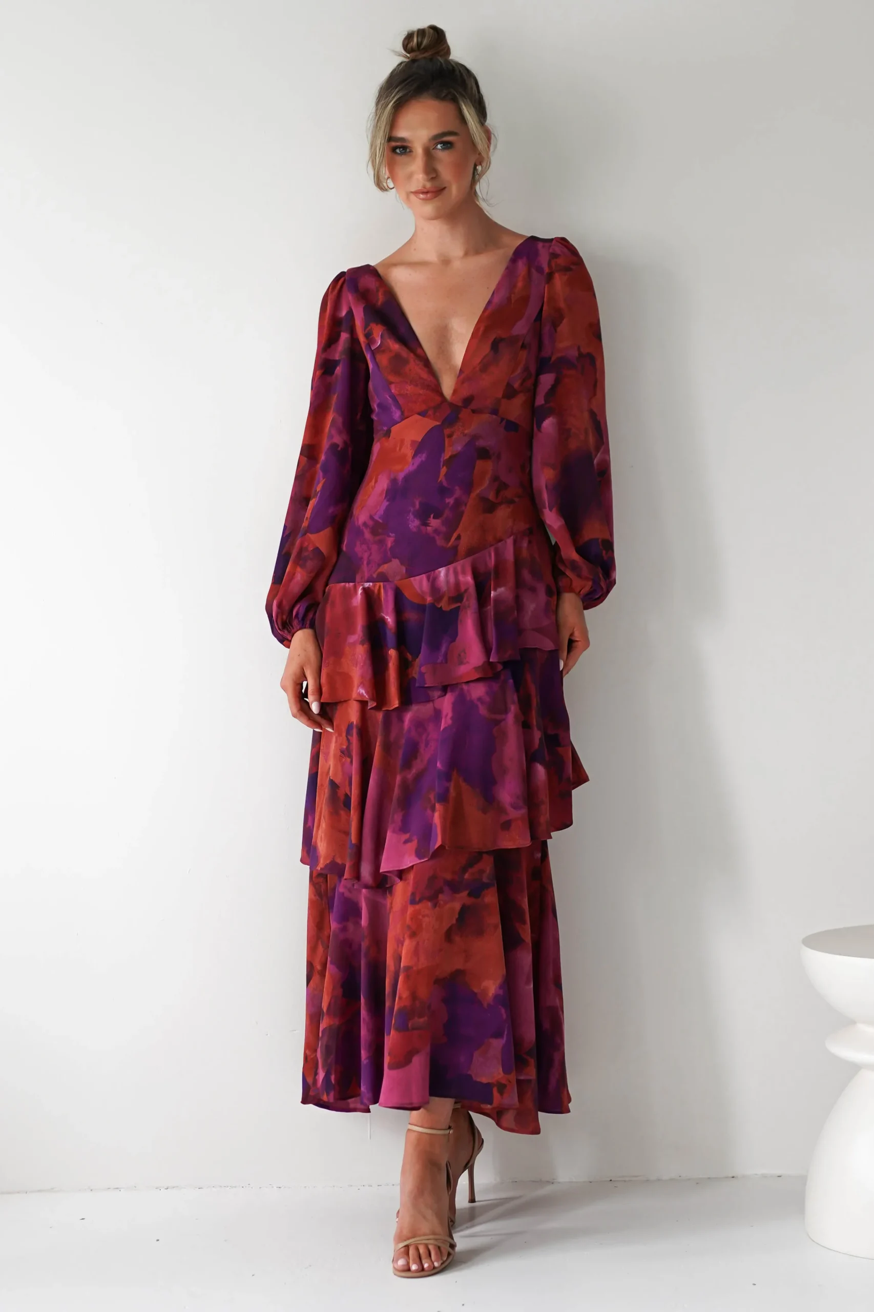 Lainey Ruffle Maxi Dress | Mixed Print
