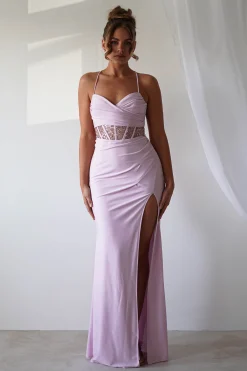 Larna Sequin Bust Bodycon Gown | Light Pink