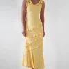 Lauretta Ruffle Chiffon Maxi Dress | Yellow