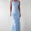 Lauretta Ruffle Chiffon Maxi Dress | Blue