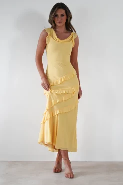Lauretta Ruffle Chiffon Maxi Dress | Yellow
