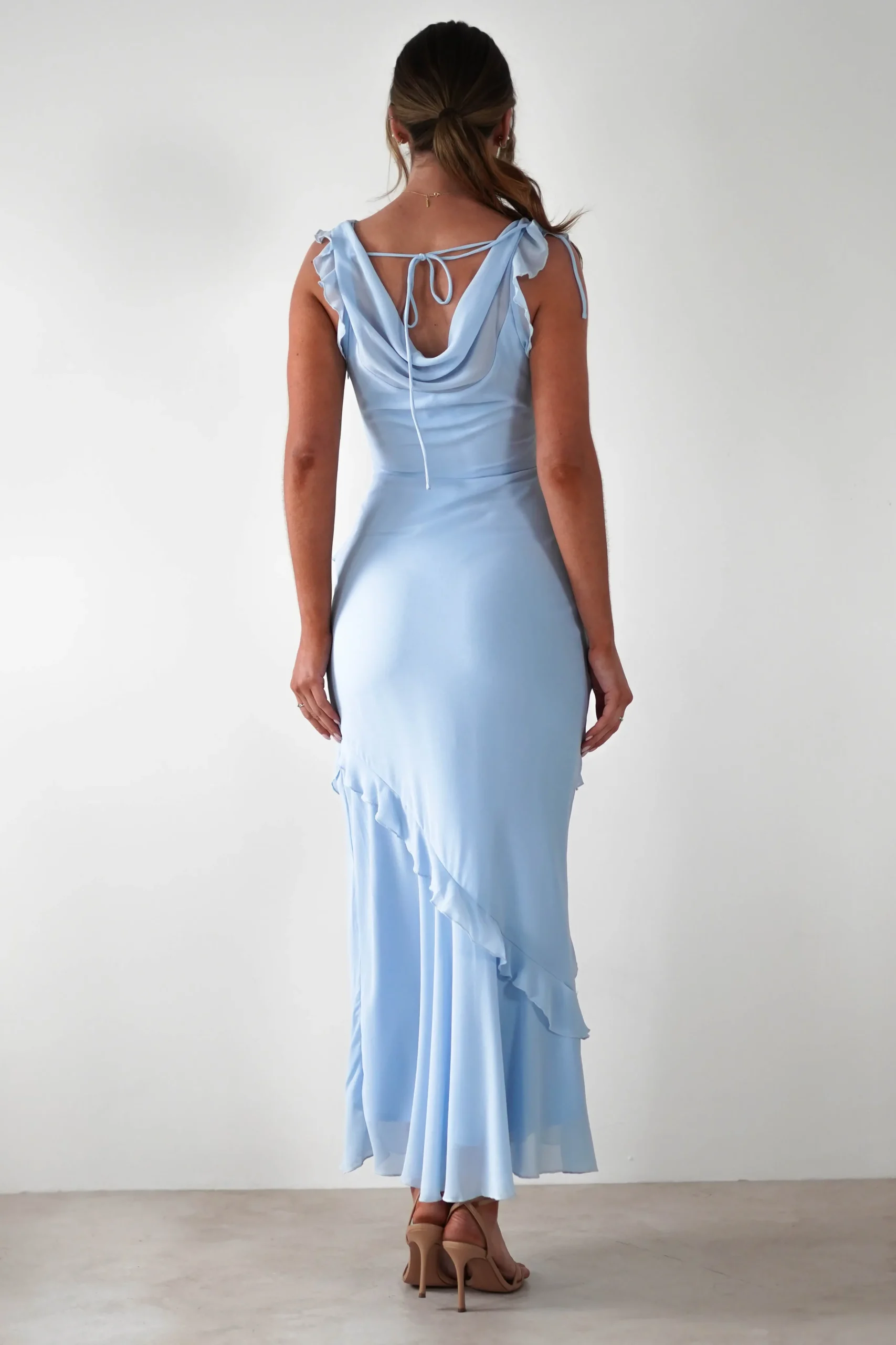 Lauretta Ruffle Chiffon Maxi Dress | Blue