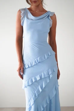 Lauretta Ruffle Chiffon Maxi Dress | Blue