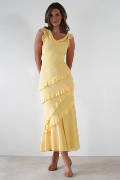Lauretta Ruffle Chiffon Maxi Dress | Yellow