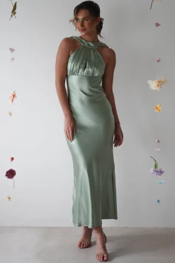 Lauryn Halter Neck Maxi Dress | Sage
