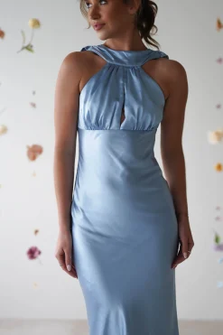 Lauryn Halter Neck Maxi Dress | Light Blue