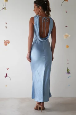 Lauryn Halter Neck Maxi Dress | Light Blue
