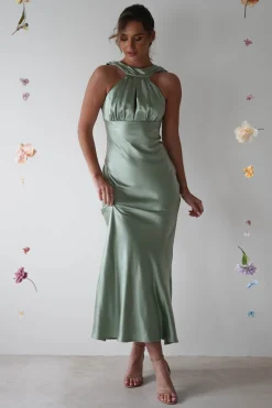 Lauryn Halter Neck Maxi Dress | Sage