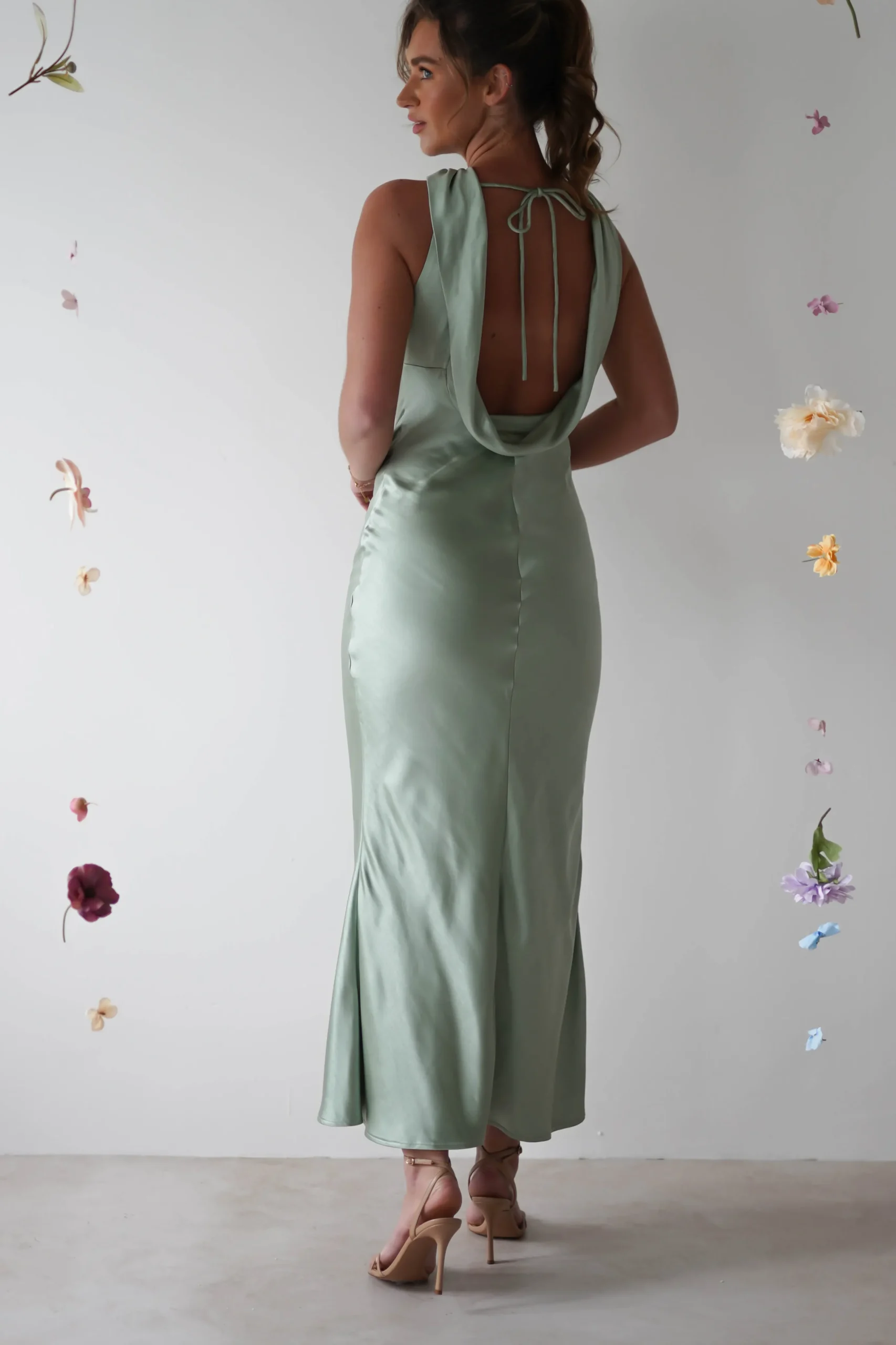 Lauryn Halter Neck Maxi Dress | Sage