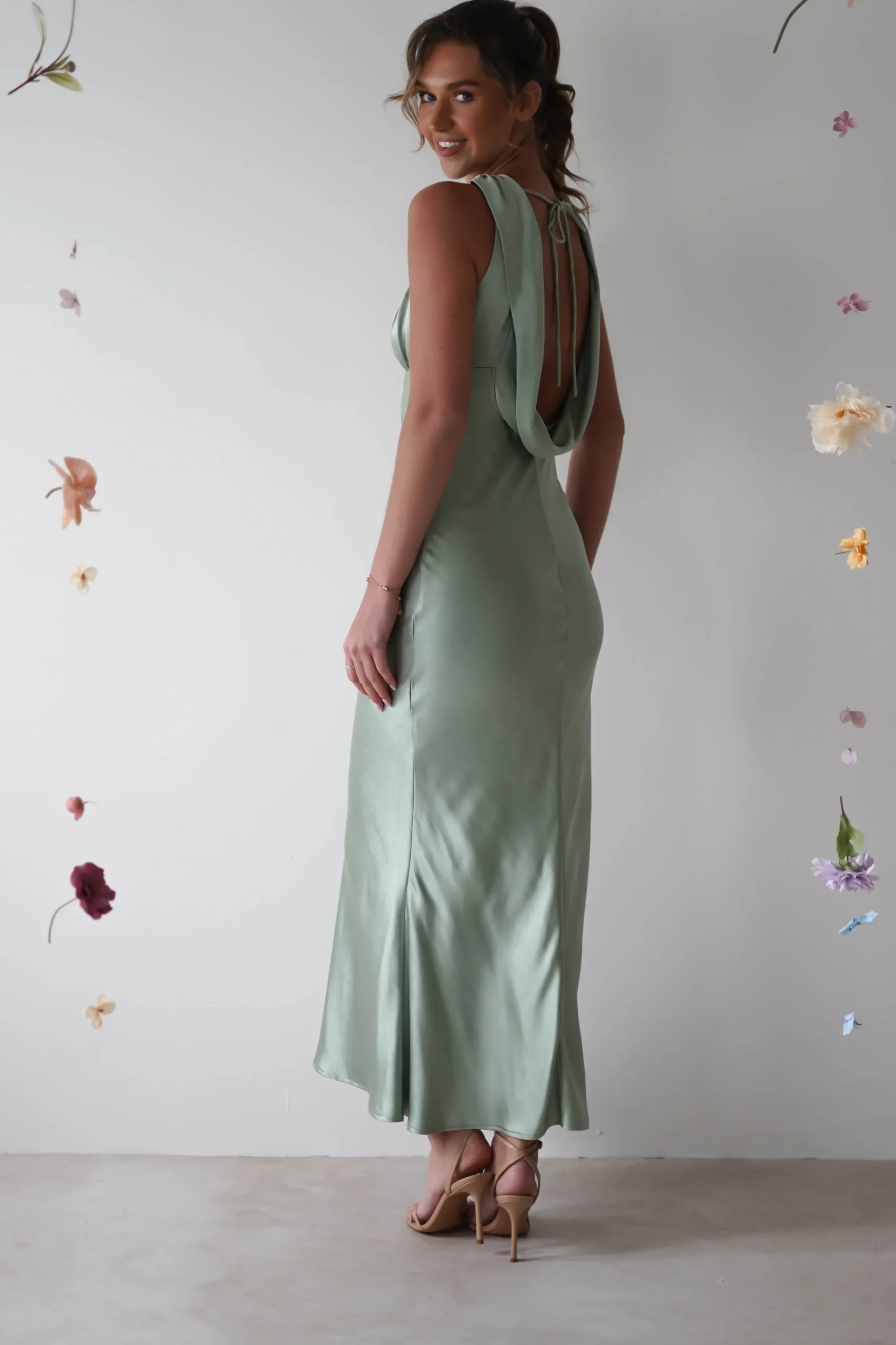 Lauryn Halter Neck Maxi Dress | Sage