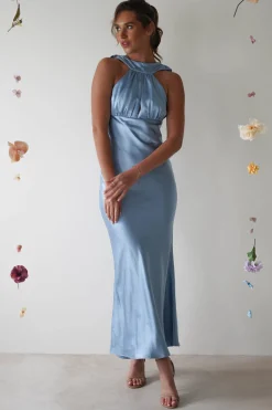 Lauryn Halter Neck Maxi Dress | Light Blue