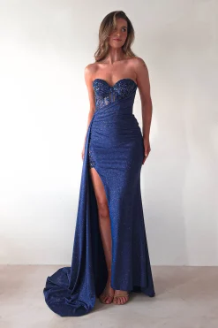 Lavelle Glitter Bodycon Gown | Navy