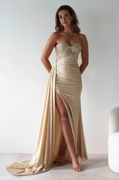 Lavelle Glitter Bodycon Gown | Gold