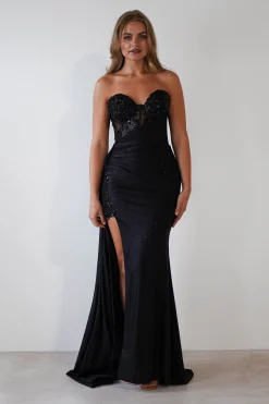 Lavelle Glitter Bodycon Gown | Black