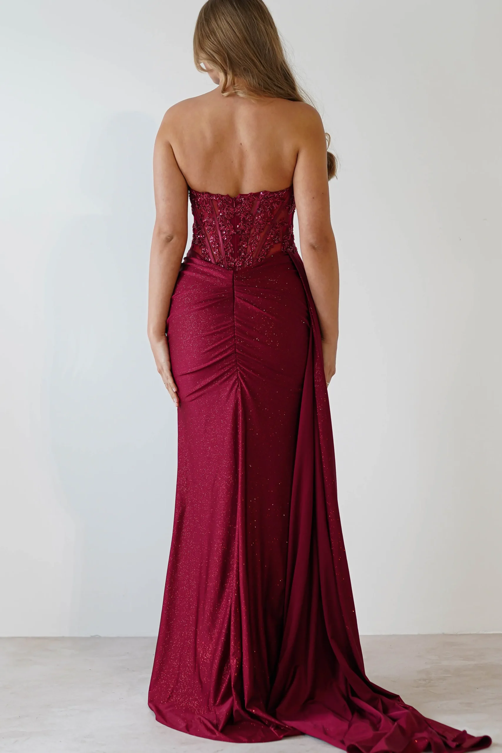 Lavelle Glitter Bodycon Gown | Burgundy
