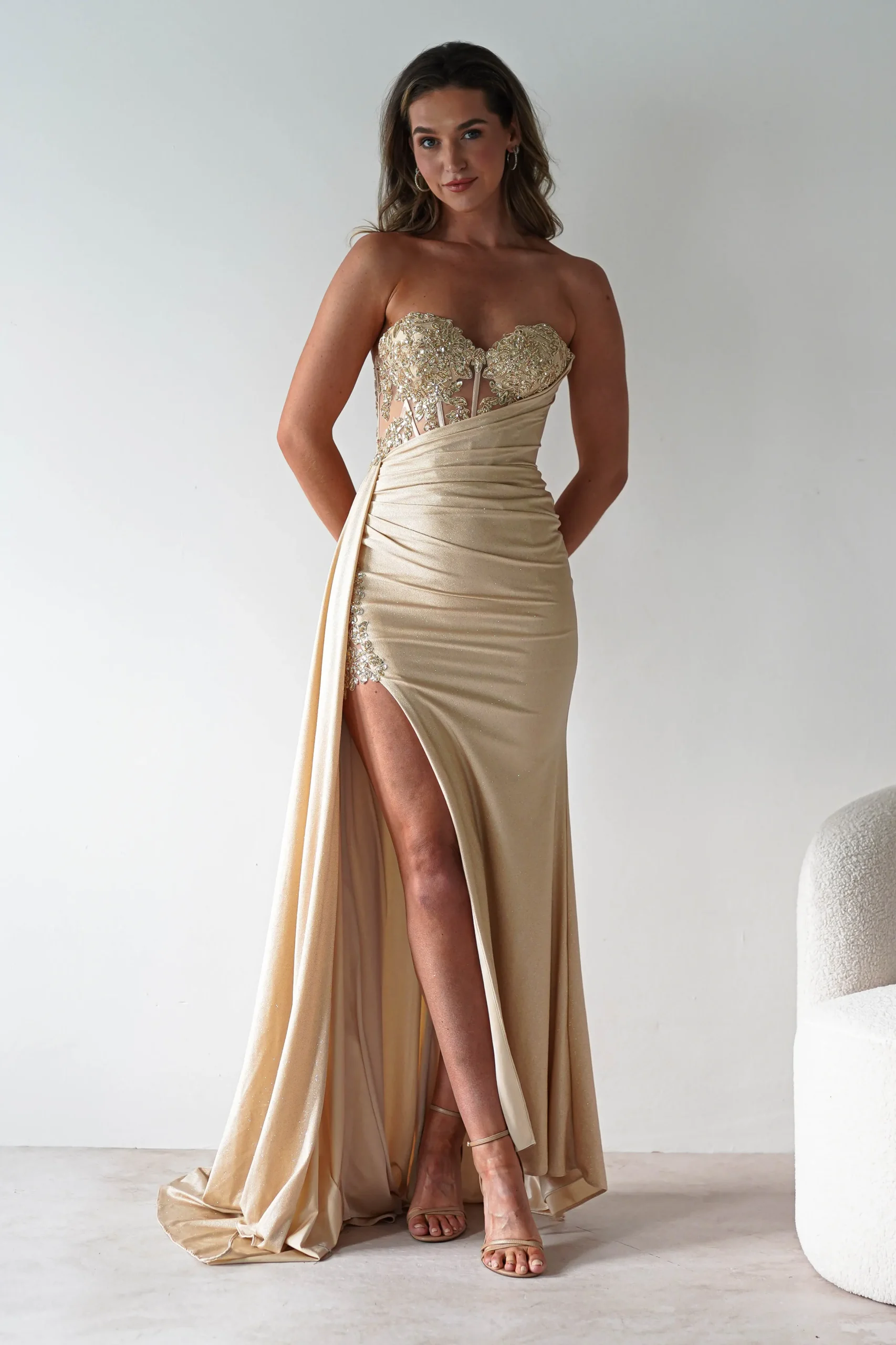 Lavelle Glitter Bodycon Gown | Gold