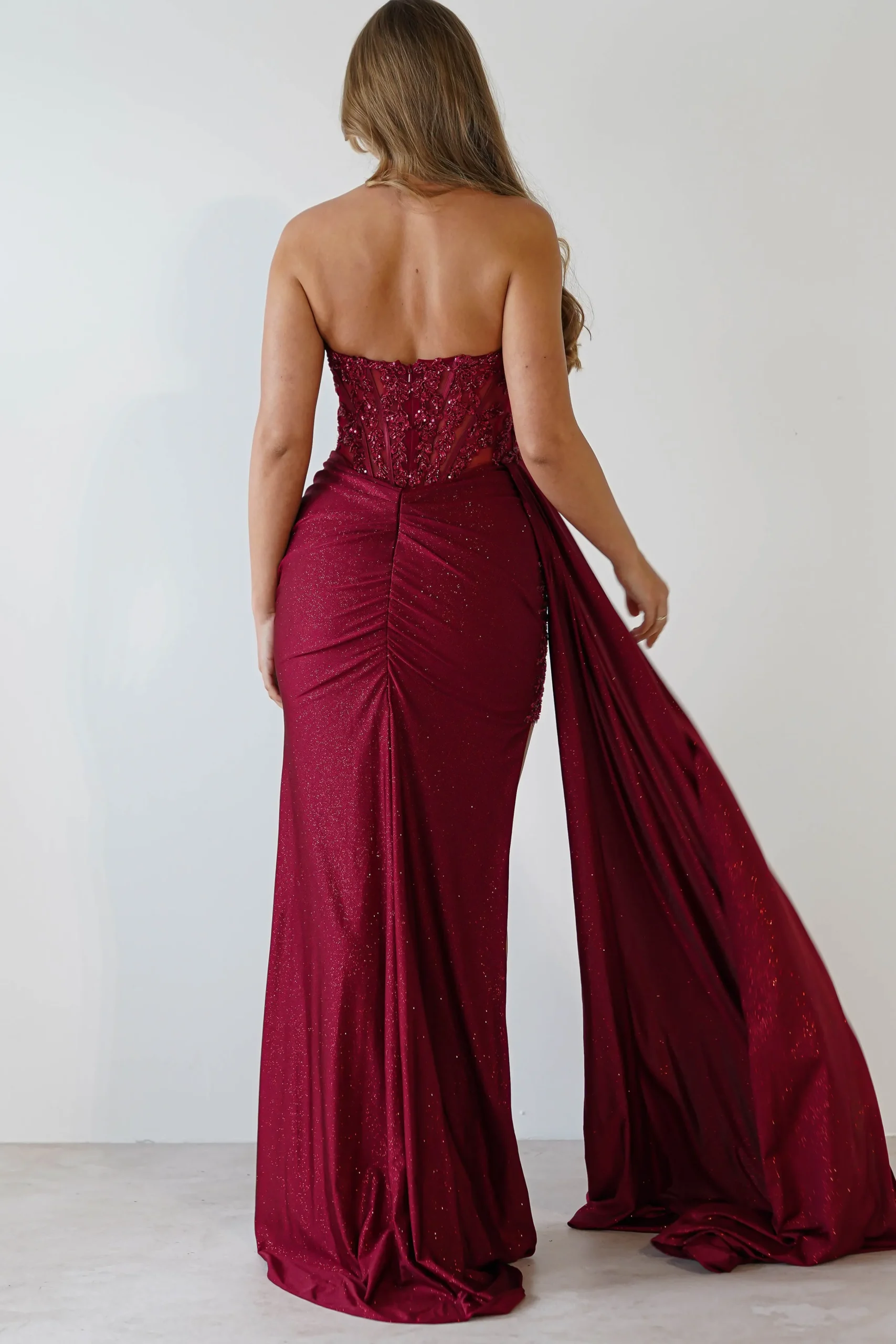 Lavelle Glitter Bodycon Gown | Burgundy