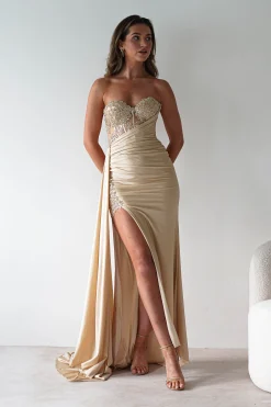 Lavelle Glitter Bodycon Gown | Gold