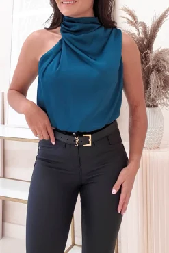 Layla Soft Satin Crop Top | Teal