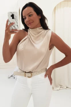 Layla Soft Satin Crop Top | Champagne