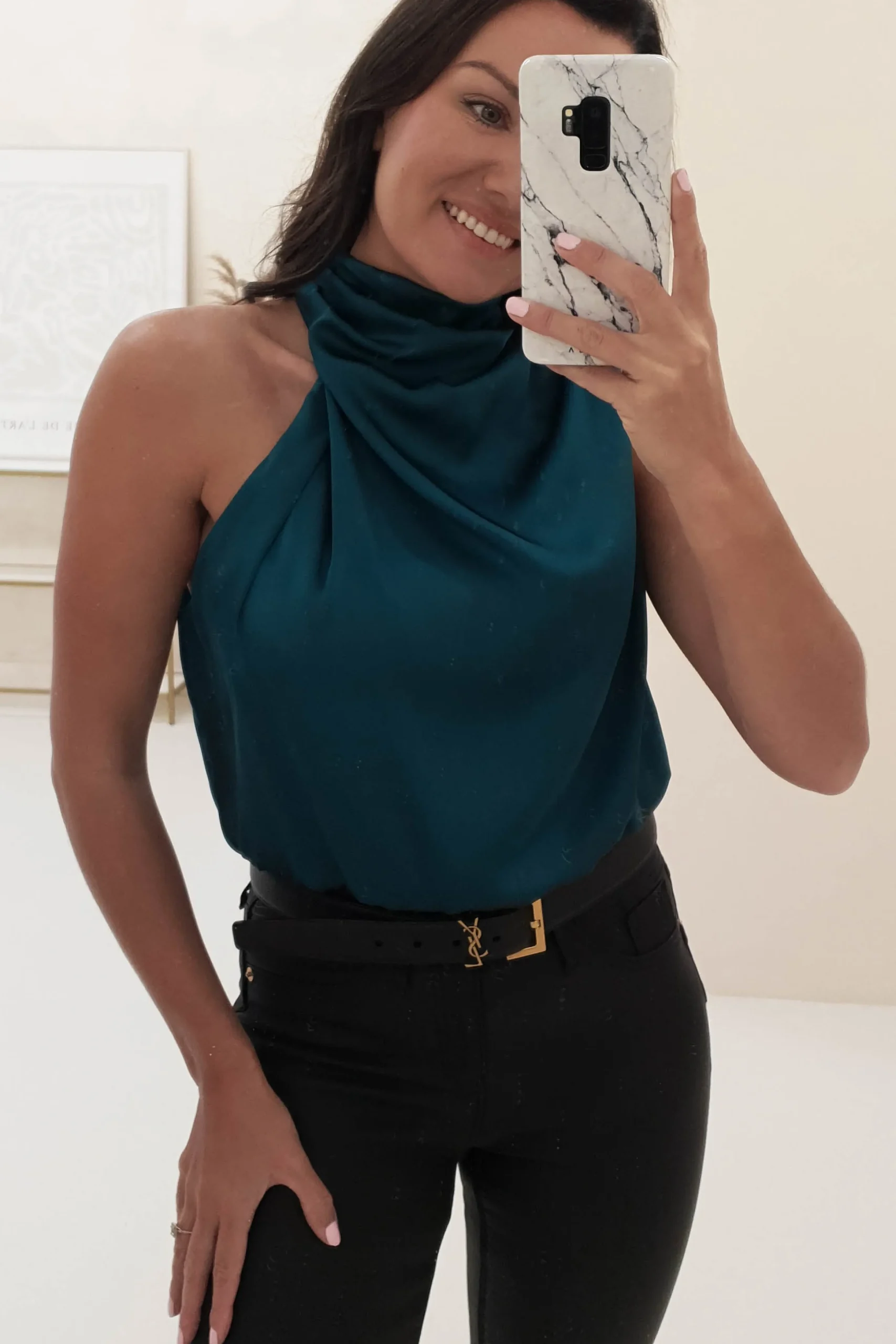 Layla Soft Satin Crop Top | Teal