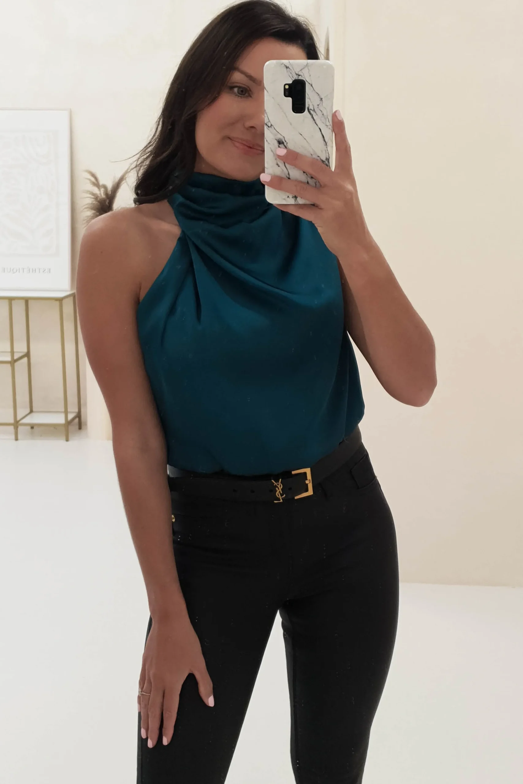 Layla Soft Satin Crop Top | Teal