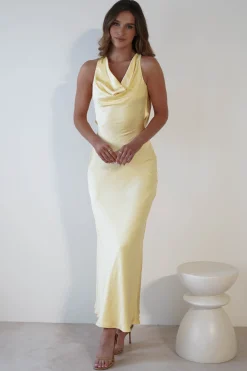 Leah Cowl Neckline Maxi Dress | Yellow