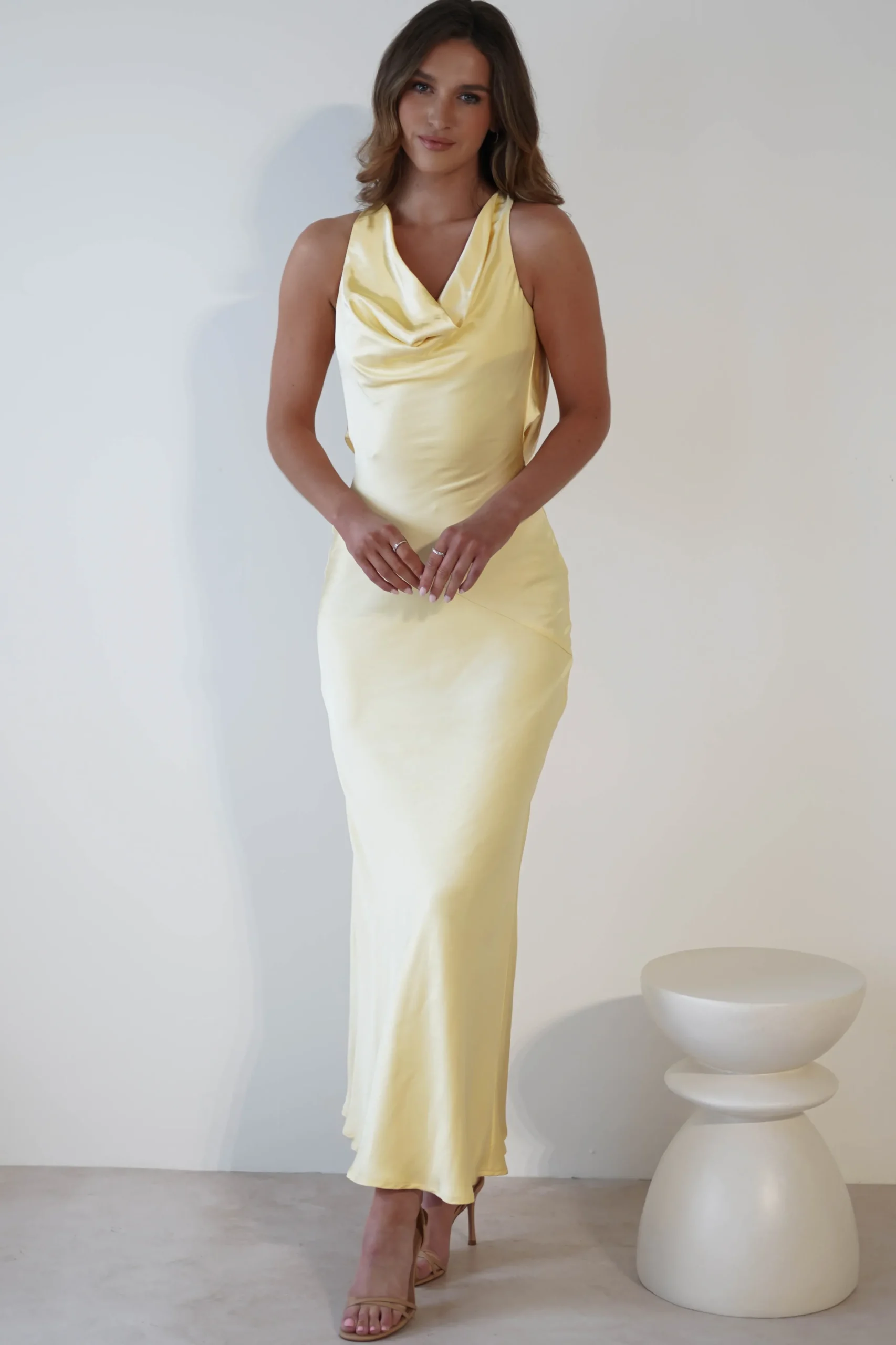 Leah Cowl Neckline Maxi Dress | Yellow