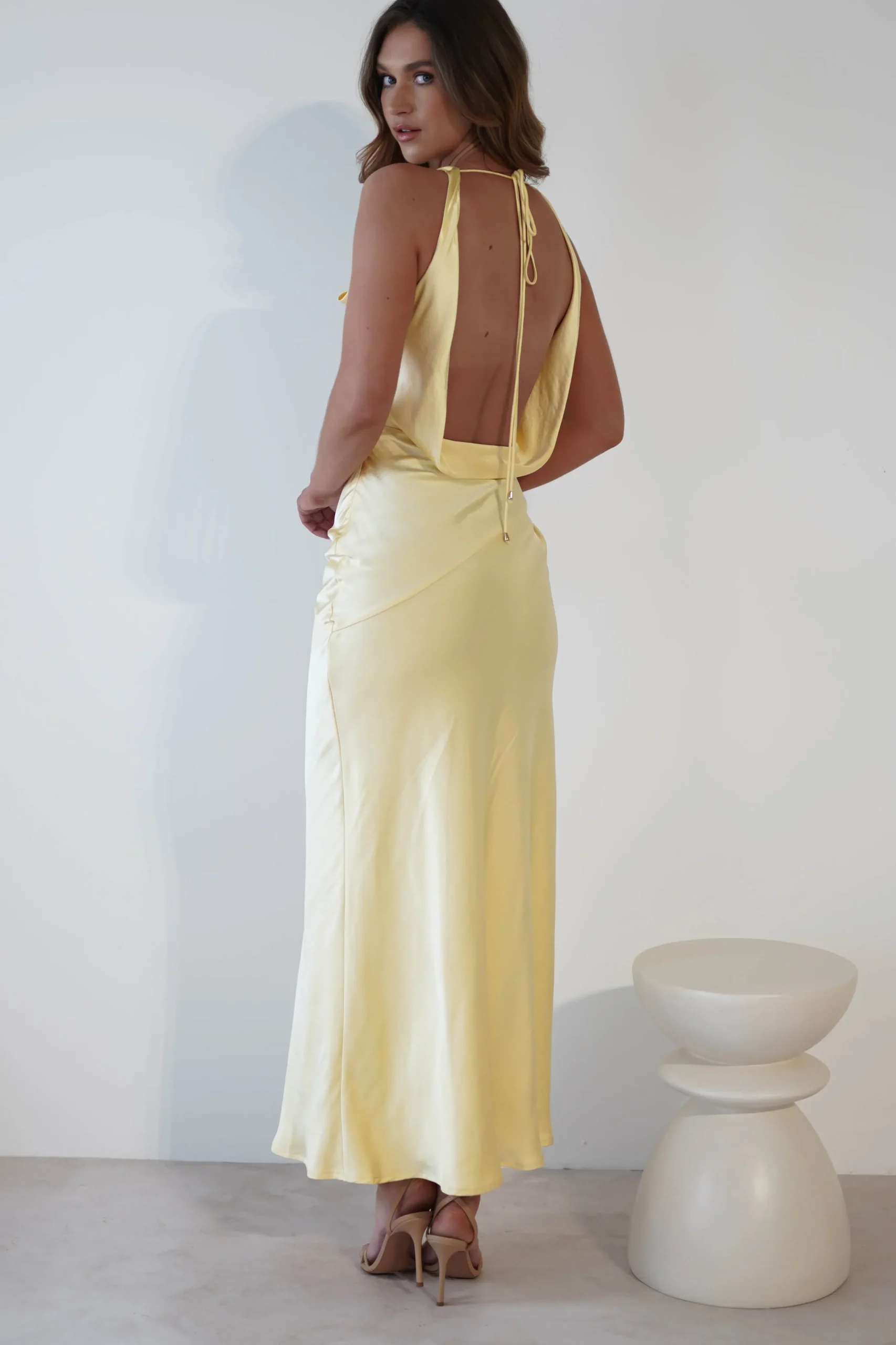 Leah Cowl Neckline Maxi Dress | Yellow