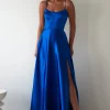 Leelie Silky Satin Maxi Gown | Royal Blue