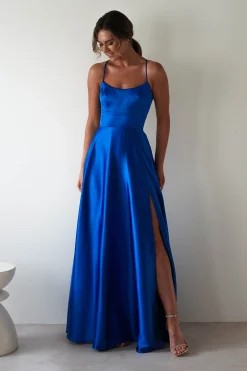 Leelie Silky Satin Maxi Gown | Royal Blue