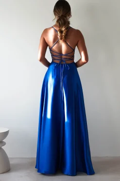 Leelie Silky Satin Maxi Gown | Royal Blue
