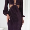Lennon Ribbed Cut Out Maxi Dress | Dark Purple