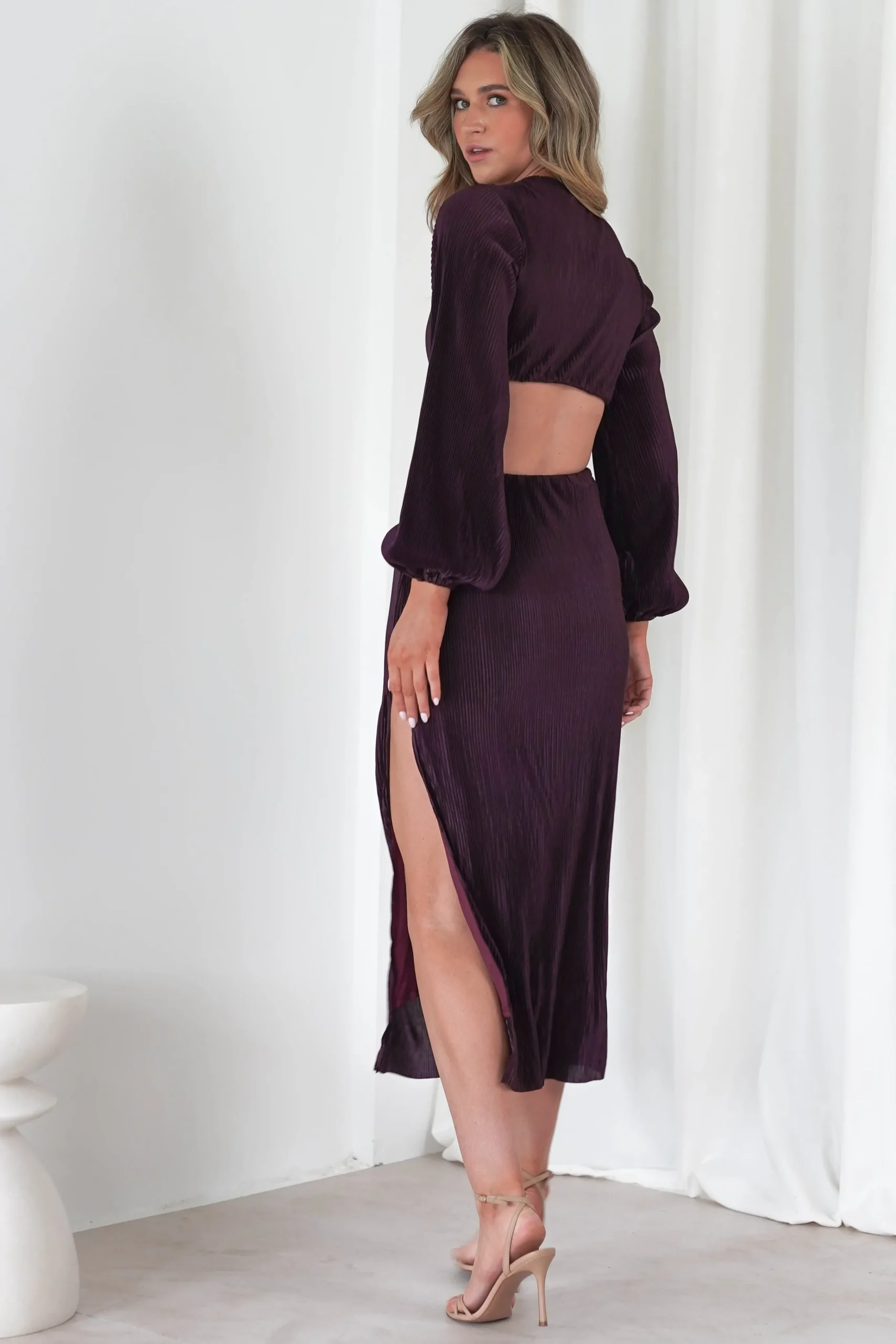 Lennon Ribbed Cut Out Maxi Dress | Dark Purple