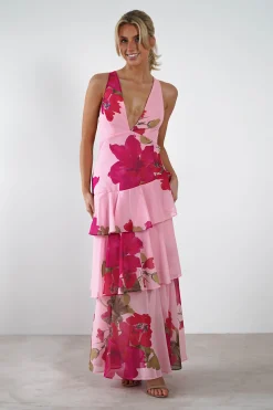 Lenora Floral Print Maxi Dress | Pink