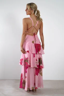 Lenora Floral Print Maxi Dress | Pink