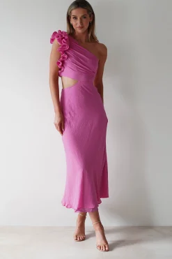 Logen Ruffle Sleeve Midaxi | Pink