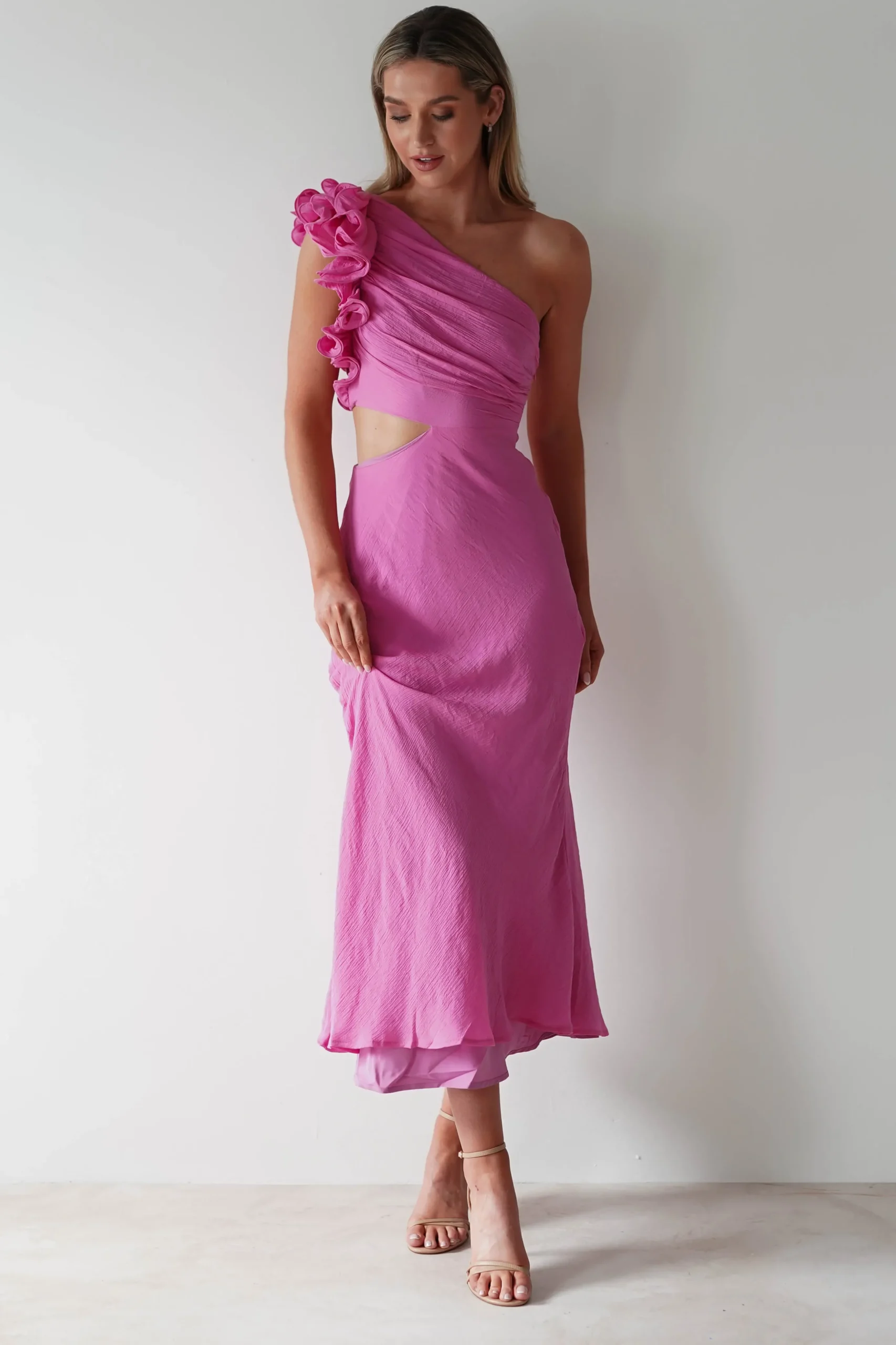 Logen Ruffle Sleeve Midaxi | Pink