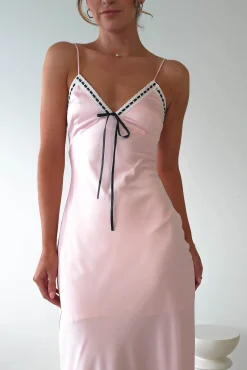 Lottie Soft Satin Slip Maxi Dress | Rose Pink