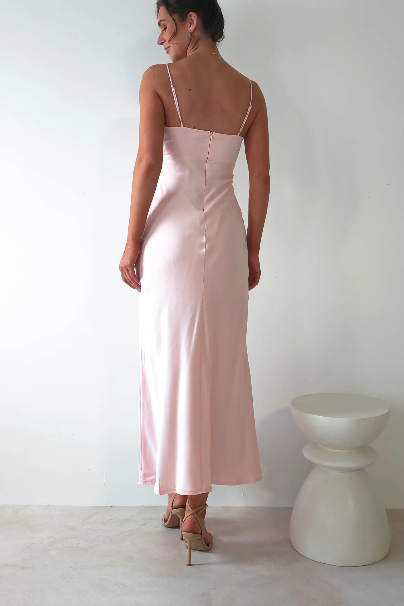 Lottie Soft Satin Slip Maxi Dress | Rose Pink