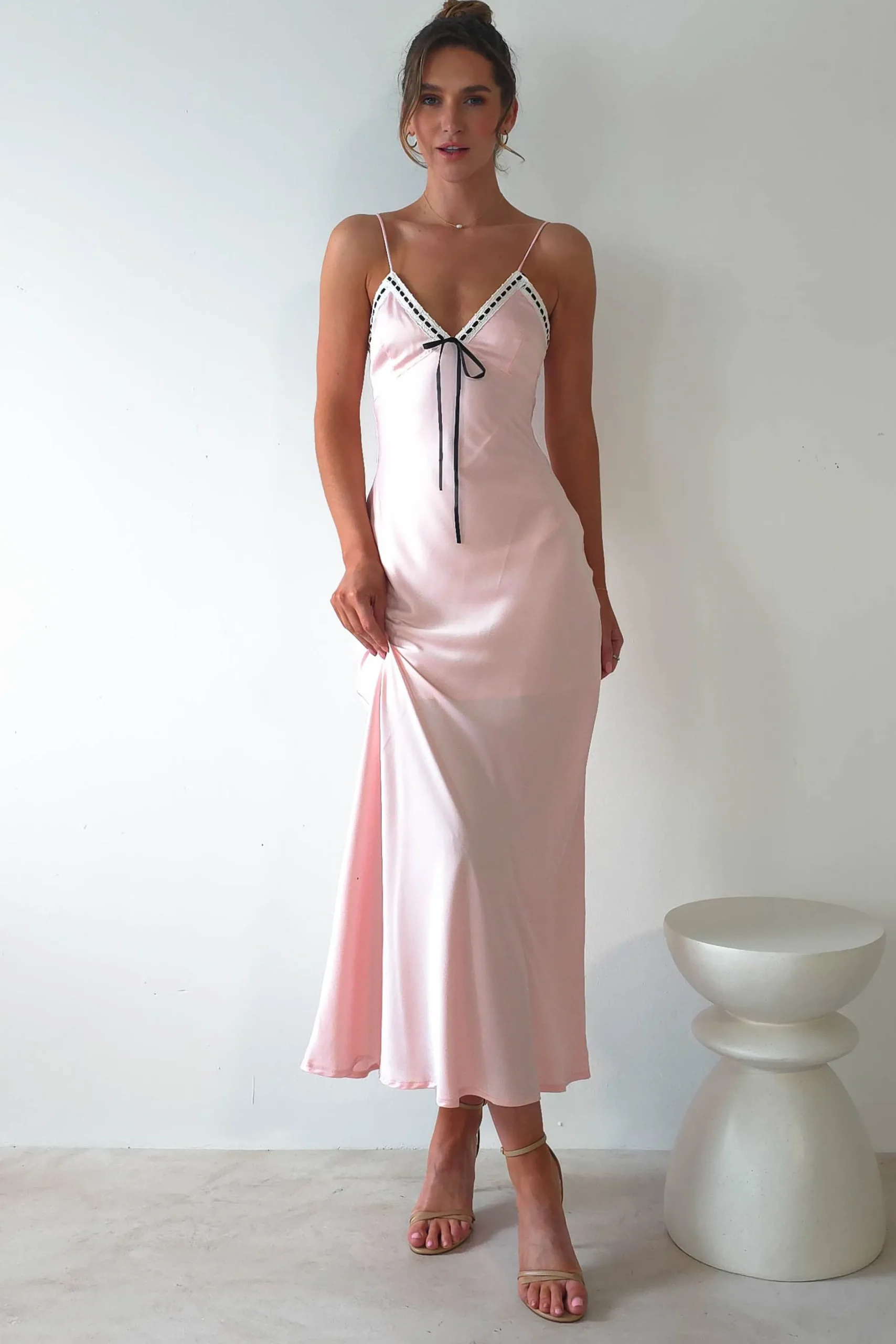Lottie Soft Satin Slip Maxi Dress | Rose Pink