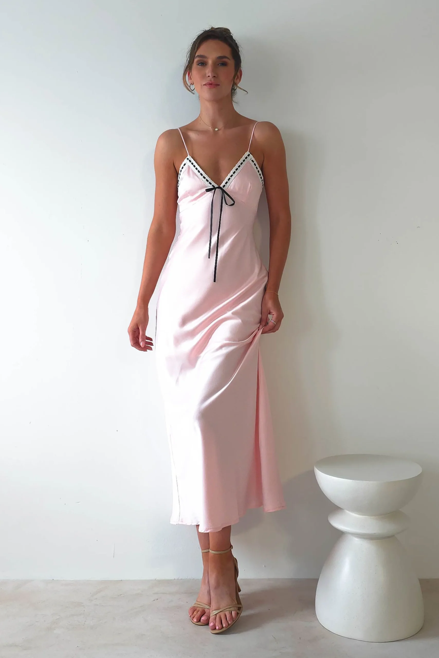 Lottie Soft Satin Slip Maxi Dress | Rose Pink