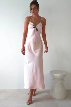 Lottie Soft Satin Slip Maxi Dress | Rose Pink