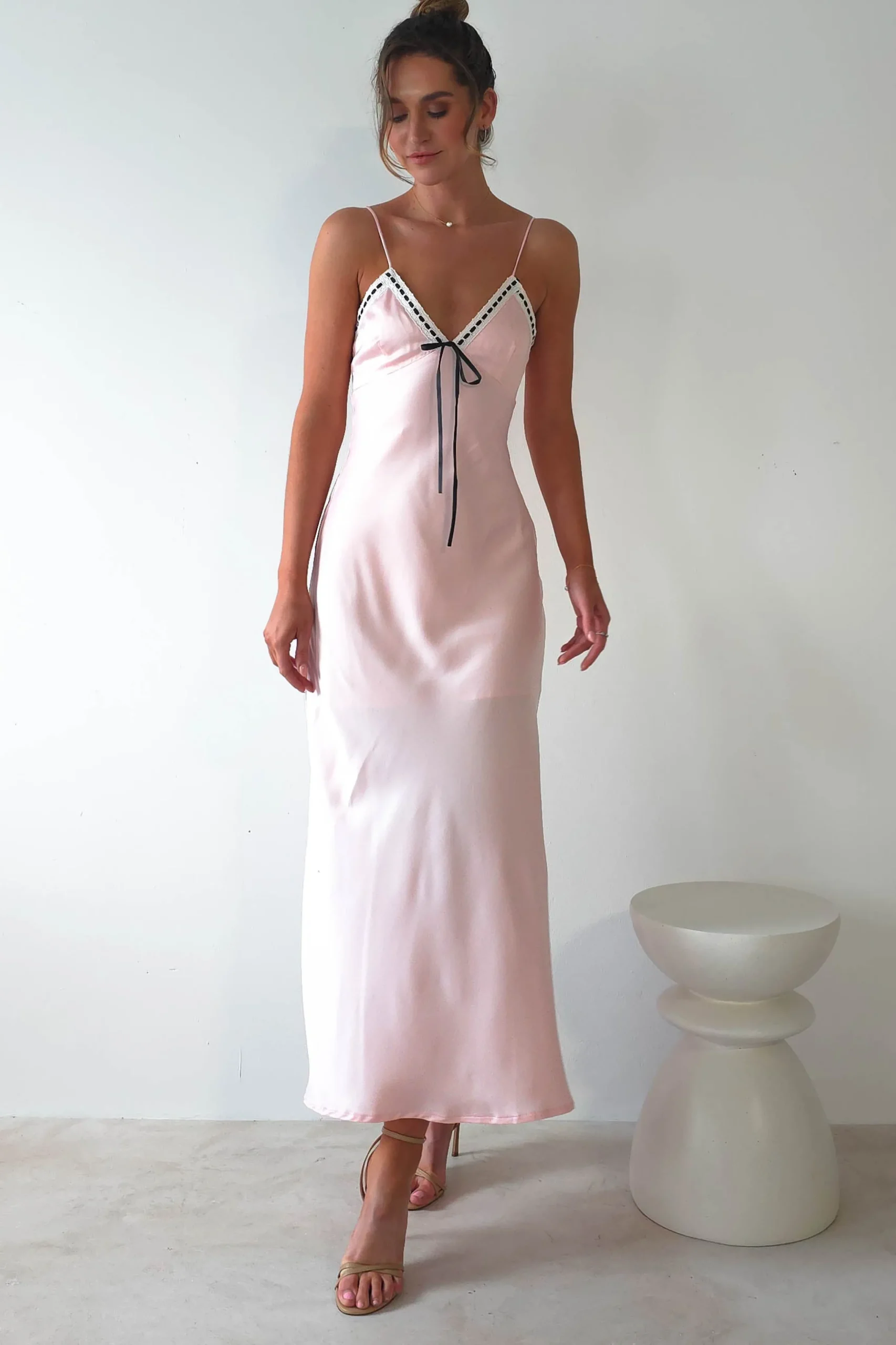 Lottie Soft Satin Slip Maxi Dress | Rose Pink