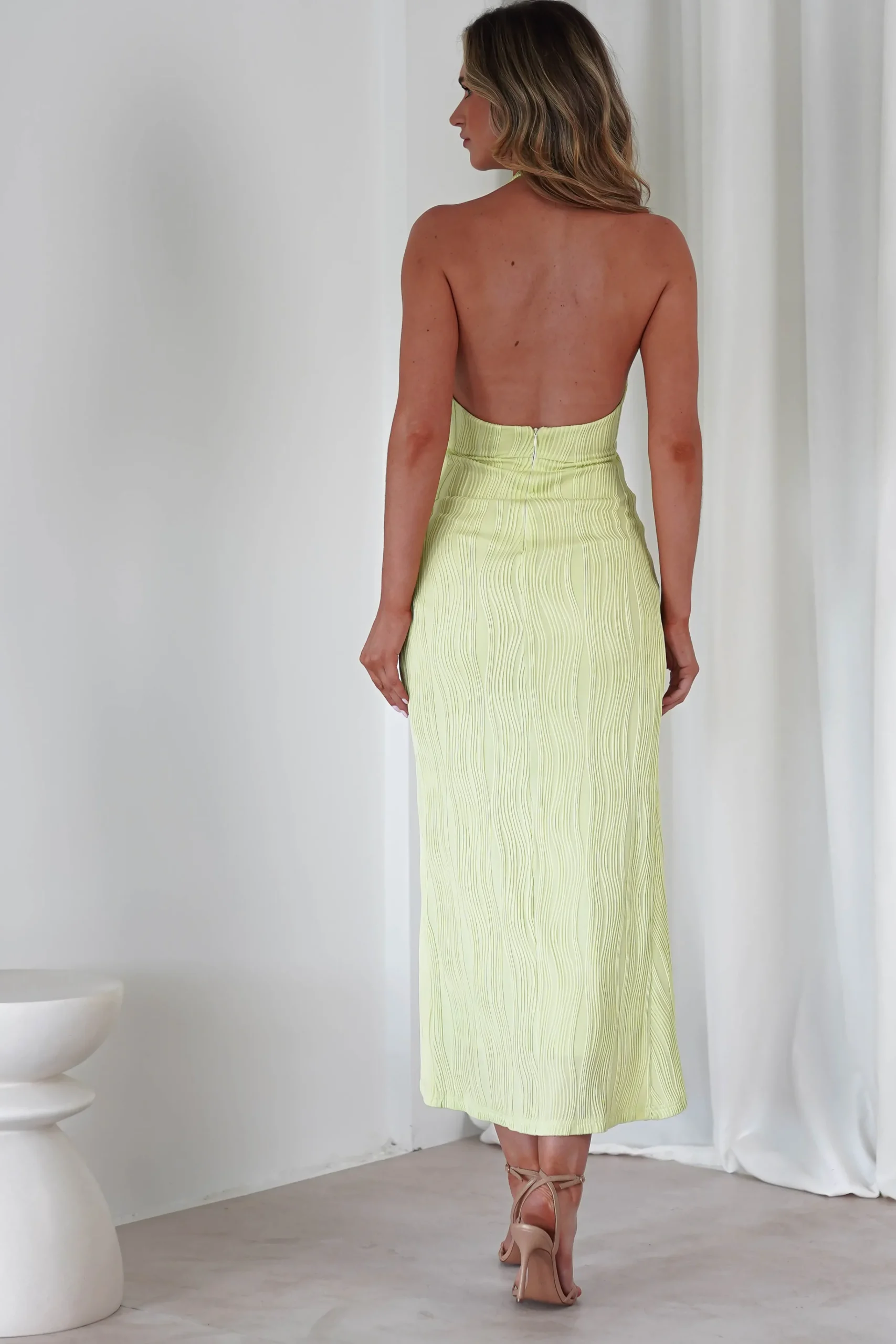 Louisa Ribbed Midaxi Dress | Lime
