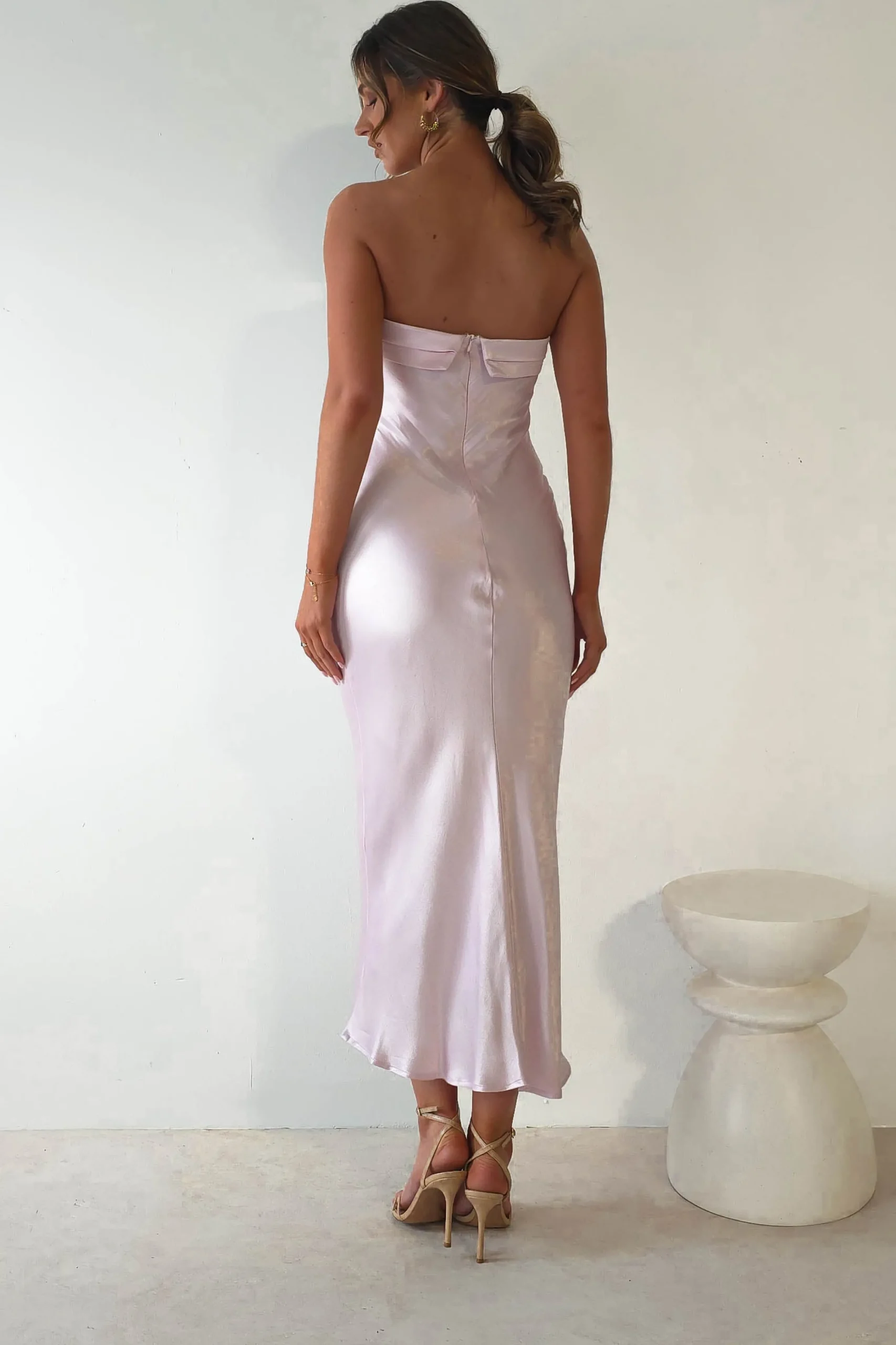 Lucia Soft Satin Slip Midi Dress | Pastel Pink