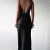 Luiza Low Back Satin Maxi Dress | Black